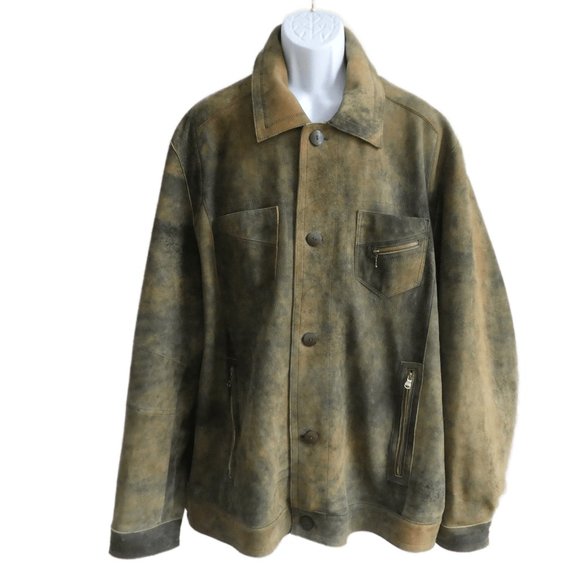 LAMBSKiN Robert Comstock Vertical Leather Jacket Logo Zipper Pockets 2X - Picture 4 of 10